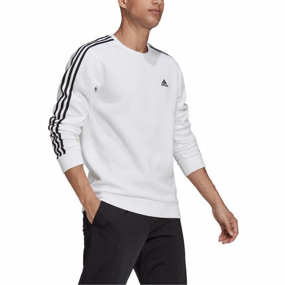 Adidas Men’s Crew Neck Sweatshirt WHITE - Picture 3 of 9
